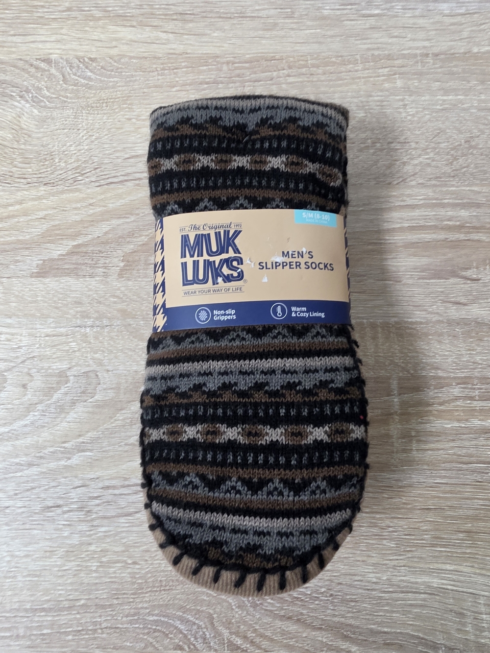 MUK LUKS Men's Slipper Socks Size S/M Shoe Size 8-10 Non Slip Gripping NEW